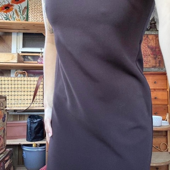 Disorderly Kids Brown Sleeveless Shift Dress Round Neck Textured Knit Mini Dress - Picture 3 of 8